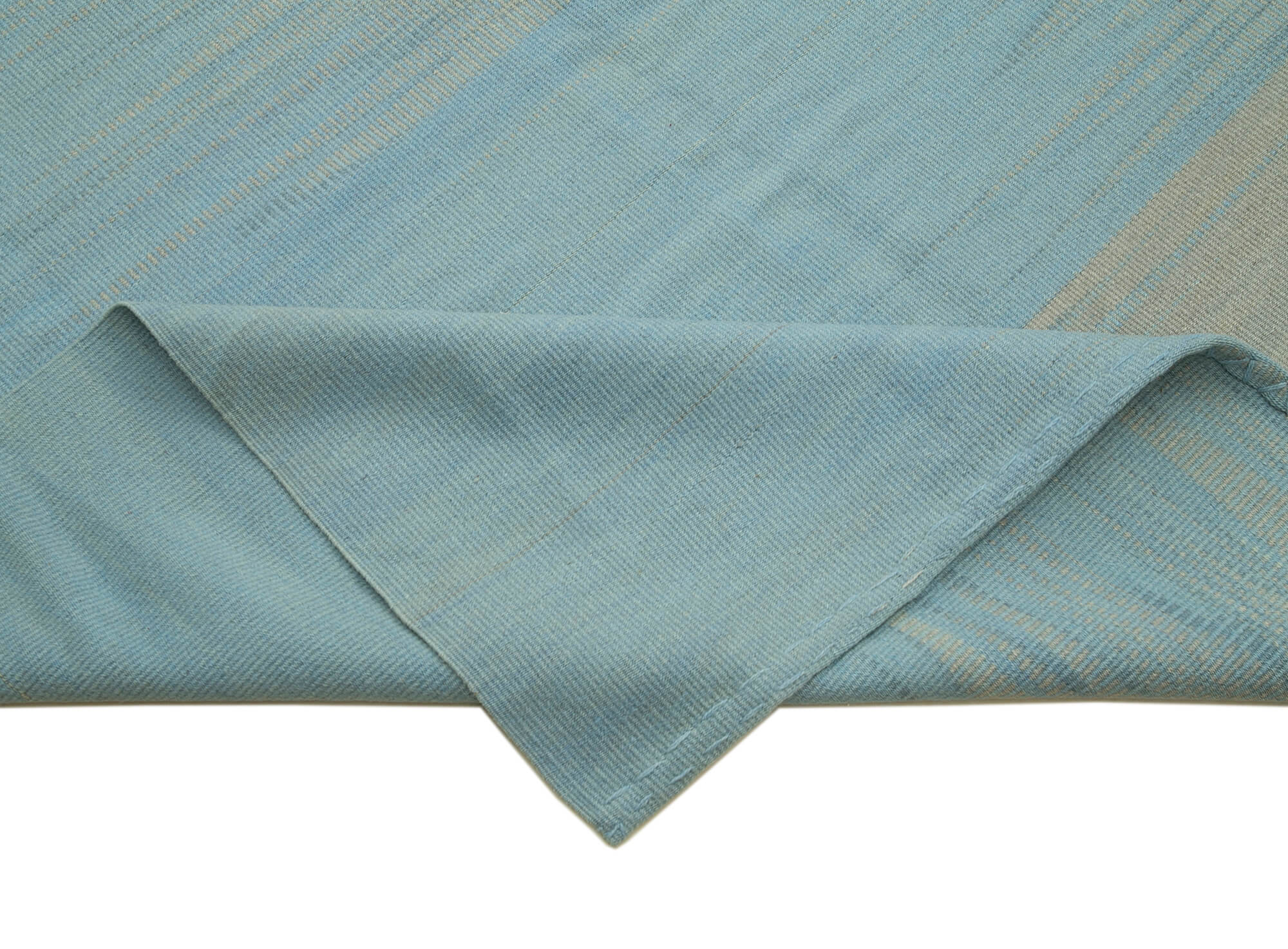 Degrade Kilim Mavi Çizgili Pamuk Yün El Dokuma Halısı 362x466 Agacan