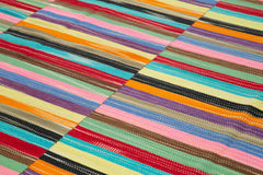 Degrade Kilim Beyaz Çizgili Pamuk Yün El Dokuma Halısı 274x433 Agacan