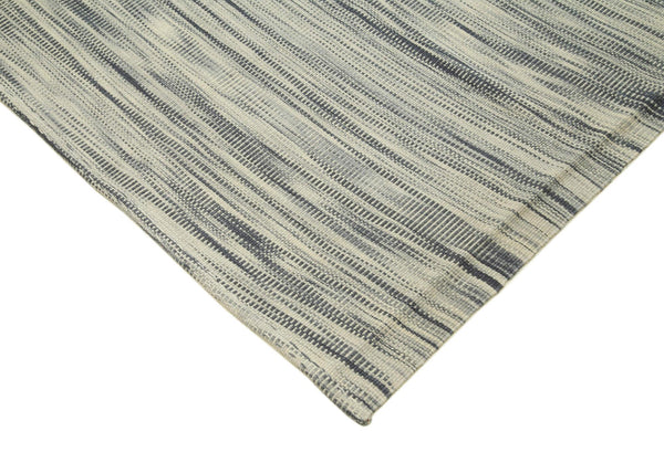 Degrade Kilim Gri Çizgili Pamuk Yün El Dokuma Halısı 299x387 Agacan