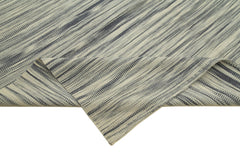 Degrade Kilim Gri Çizgili Pamuk Yün El Dokuma Halısı 299x387 Agacan