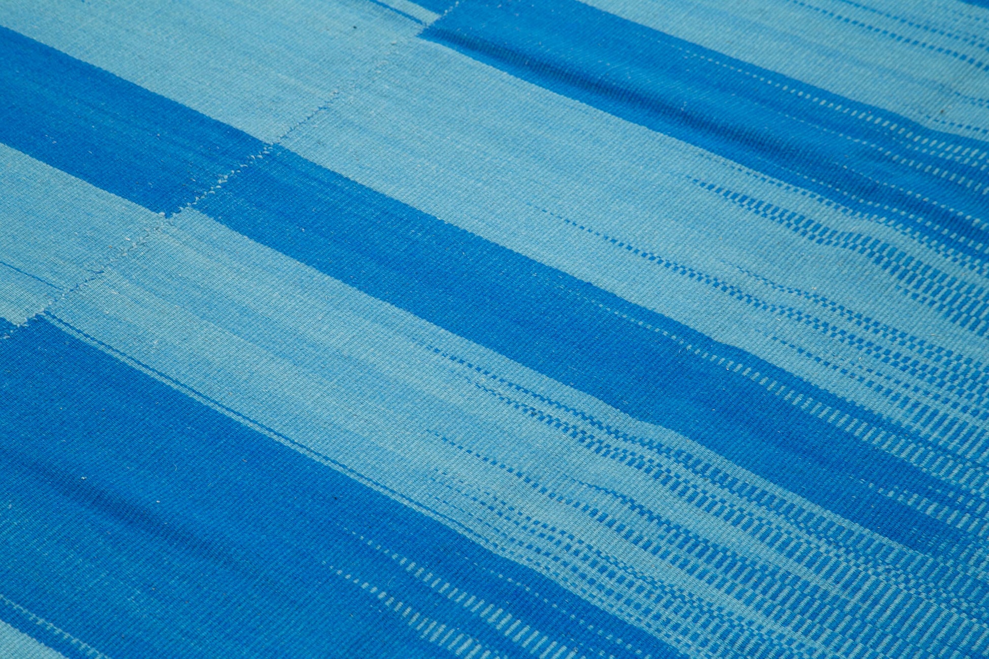 Degrade Kilim Mavi Çizgili Pamuk Yün El Dokuma Halısı 301x391 Agacan