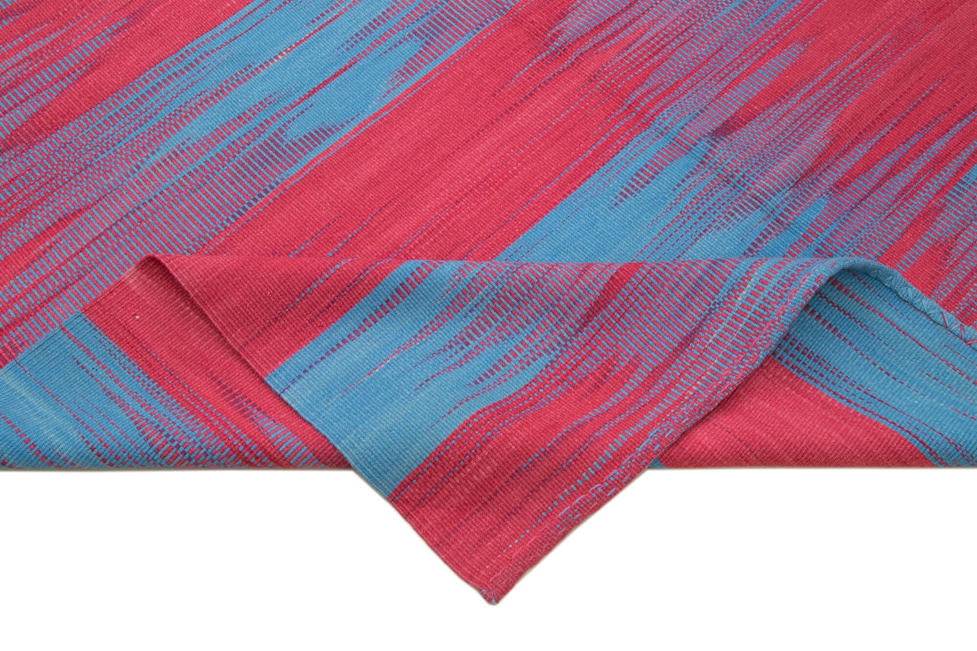 Degrade Kilim Kırmızı Çizgili Pamuk Yün El Dokuma Halısı 294x368 Agacan