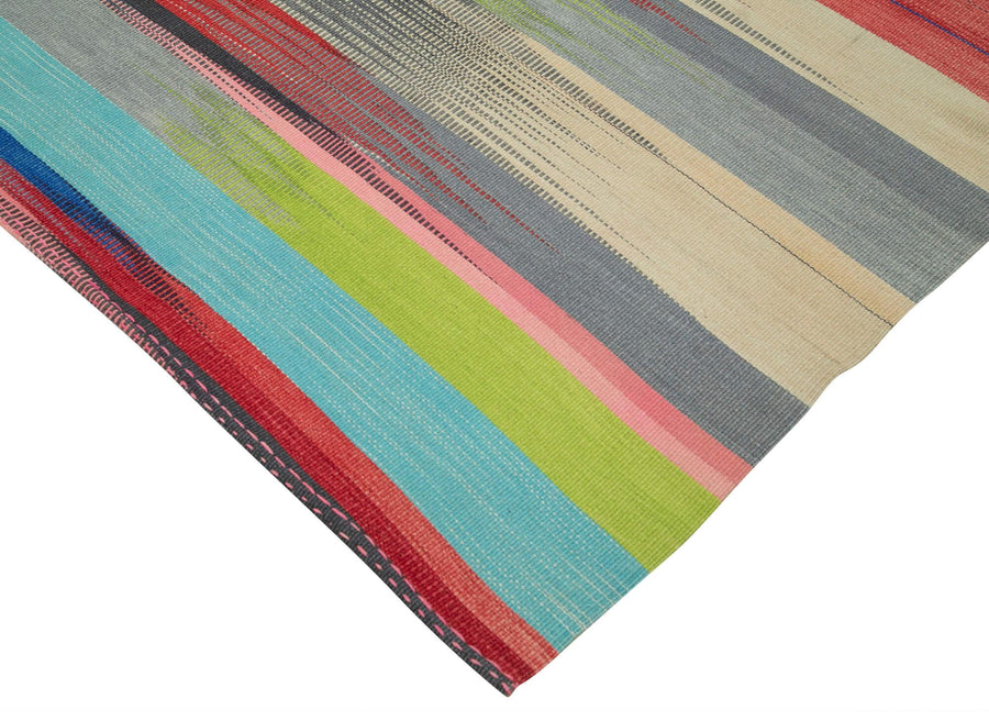 Großer bunter Vintage Kelim mit Streifen 298x360 cm – im Flur