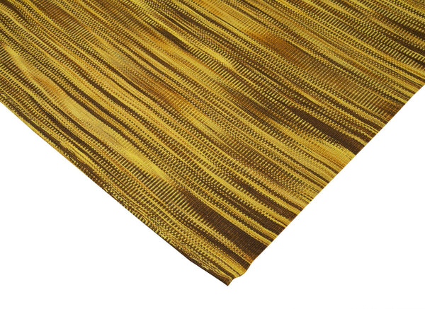 Degrade Kilim Sarı Çizgili Pamuk Yün El Dokuma Halısı 210x368 Agacan
