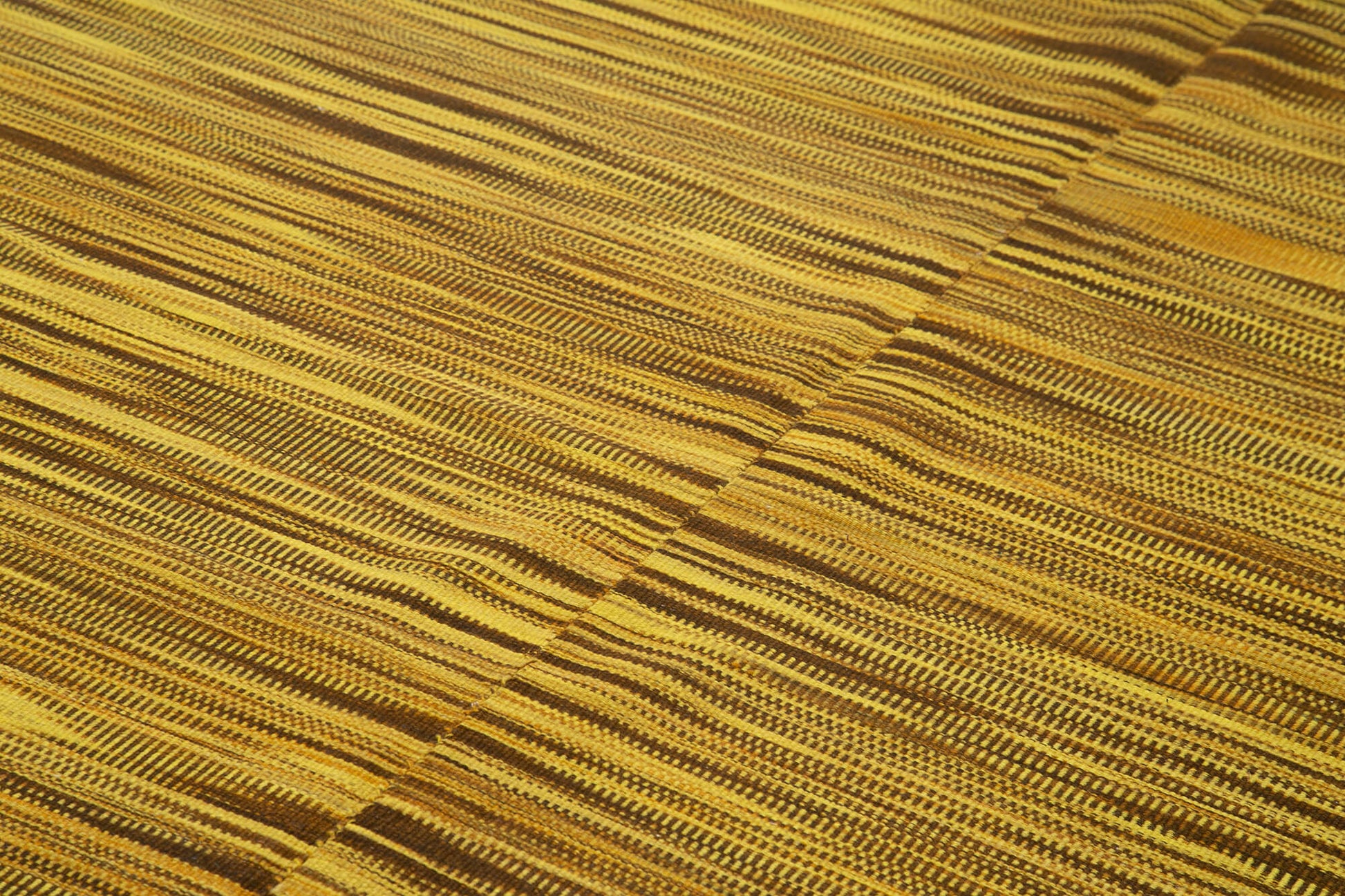 Degrade Kilim Sarı Çizgili Pamuk Yün El Dokuma Halısı 210x368 Agacan