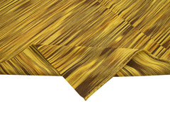 Degrade Kilim Sarı Çizgili Pamuk Yün El Dokuma Halısı 210x368 Agacan