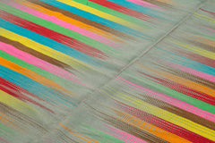 Degrade Kilim Beyaz Çizgili Pamuk Yün El Dokuma Halısı 203x295 Agacan