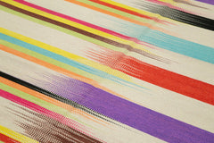 Degrade Kilim Beyaz Çizgili Pamuk Yün El Dokuma Halısı 181x277 Agacan