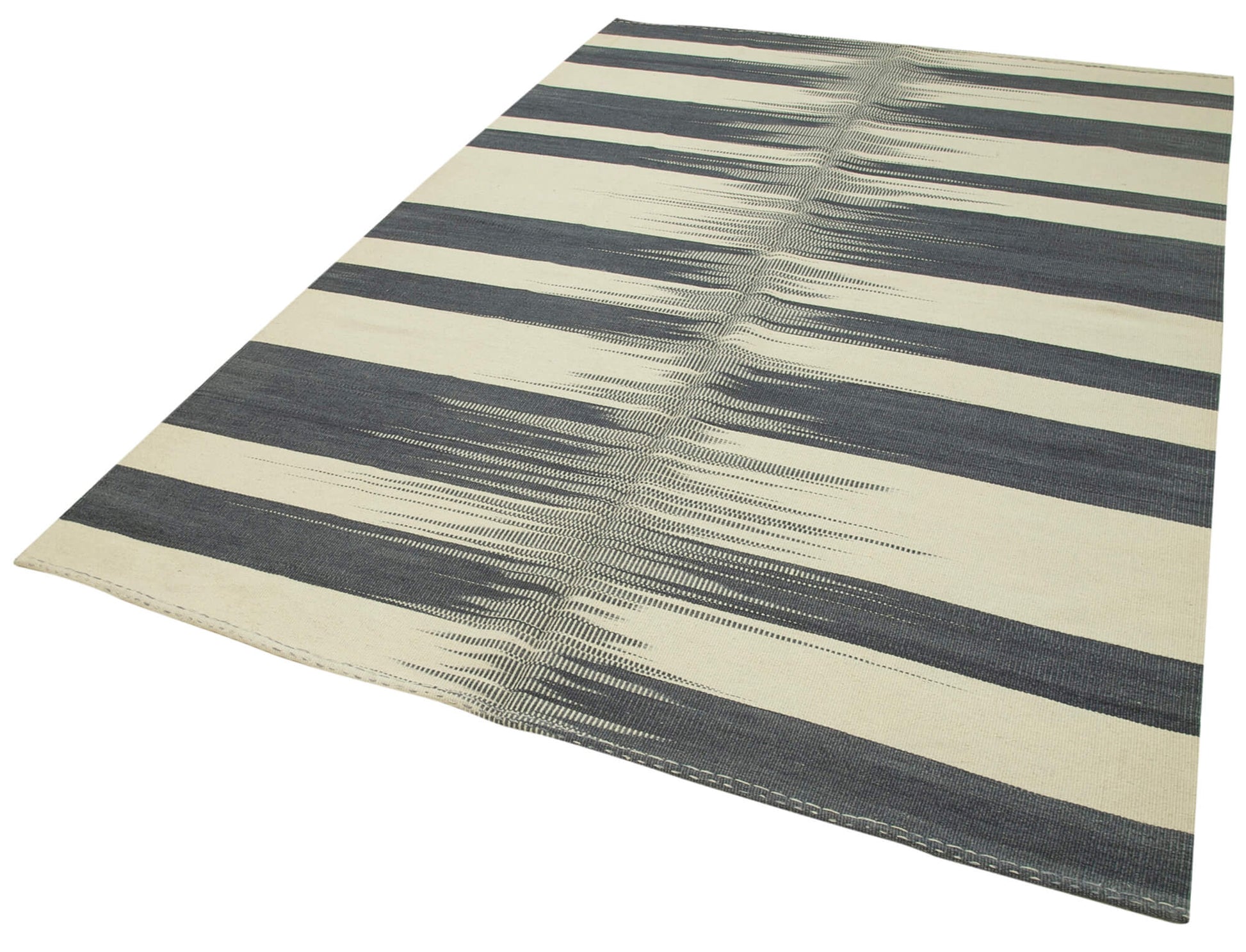 Degrade Kilim Bej Çizgili Pamuk Yün El Dokuma Halısı 177x276 Agacan