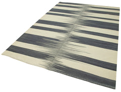 Degrade Kilim Bej Çizgili Pamuk Yün El Dokuma Halısı 177x276 Agacan