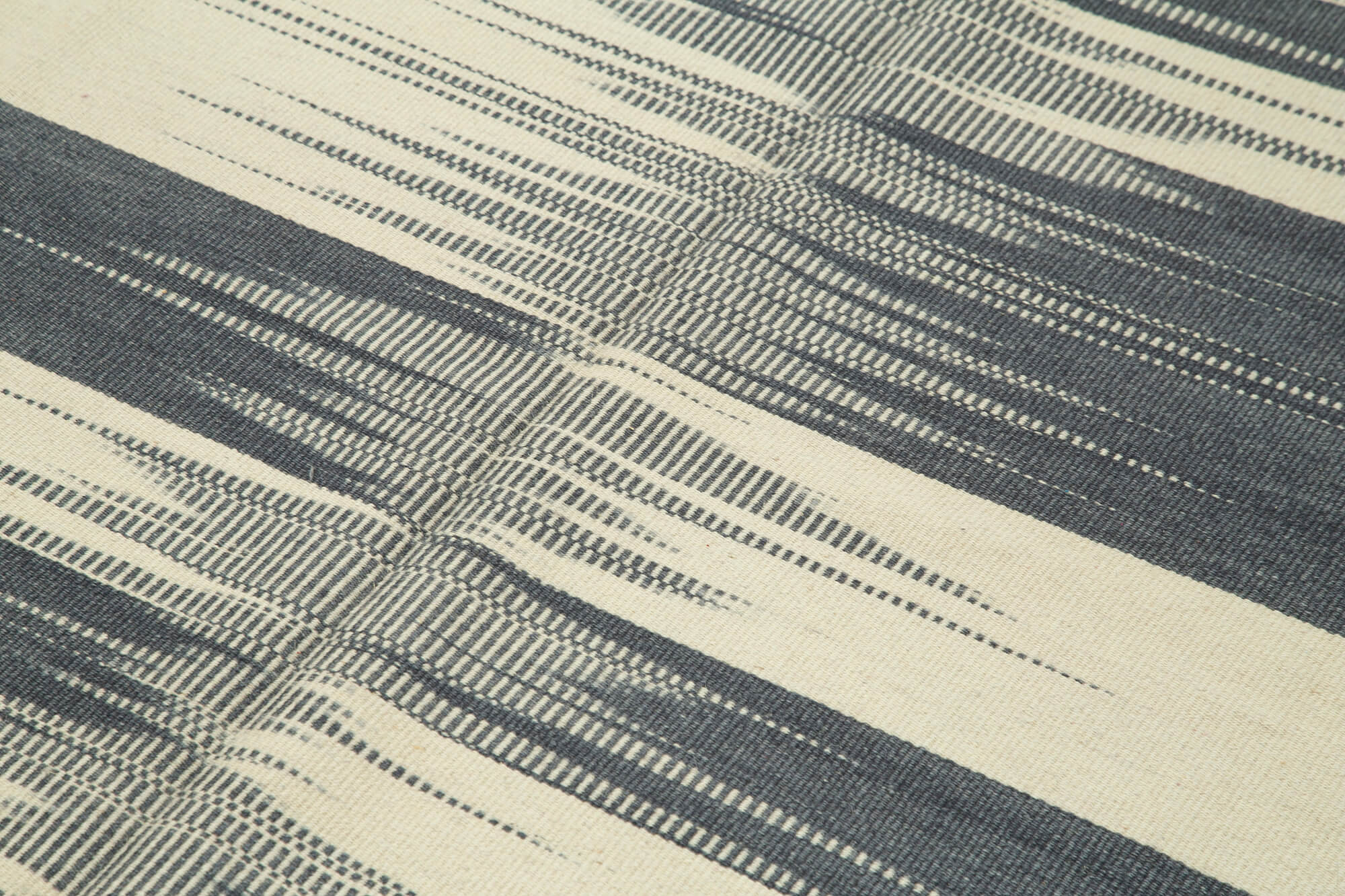 Degrade Kilim Bej Çizgili Pamuk Yün El Dokuma Halısı 177x276 Agacan