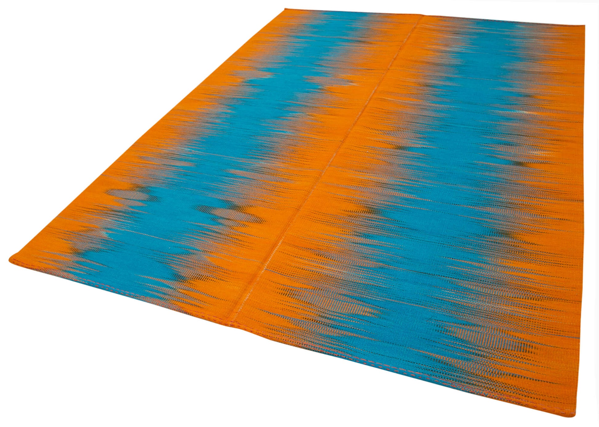 Degrade Kilim Turuncu Çizgili Pamuk Yün El Dokuma Halısı 203x287 Agacan