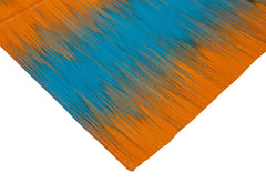 Degrade Kilim Turuncu Çizgili Pamuk Yün El Dokuma Halısı 203x287 Agacan