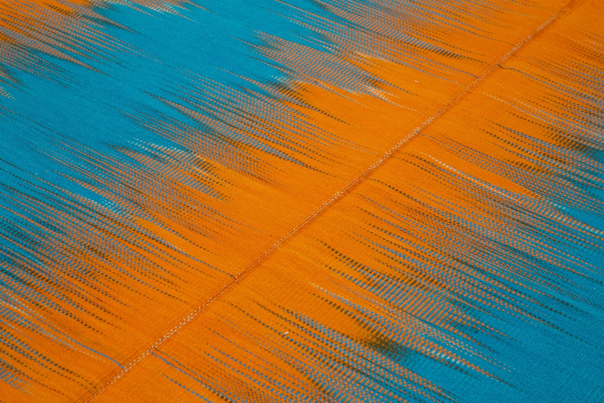 Degrade Kilim Turuncu Çizgili Pamuk Yün El Dokuma Halısı 203x287 Agacan