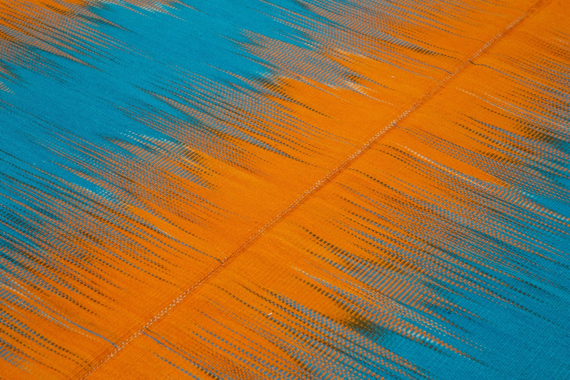 Degrade Kilim Turuncu Çizgili Pamuk Yün El Dokuma Halısı 203x287 Agacan