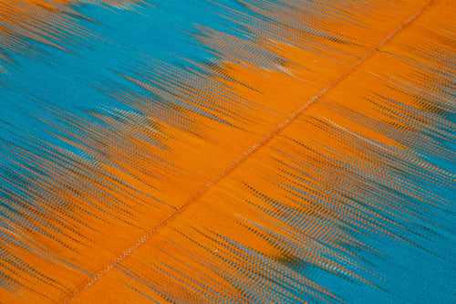 Degrade Kilim Turuncu Çizgili Pamuk Yün El Dokuma Halısı 203x287 Agacan