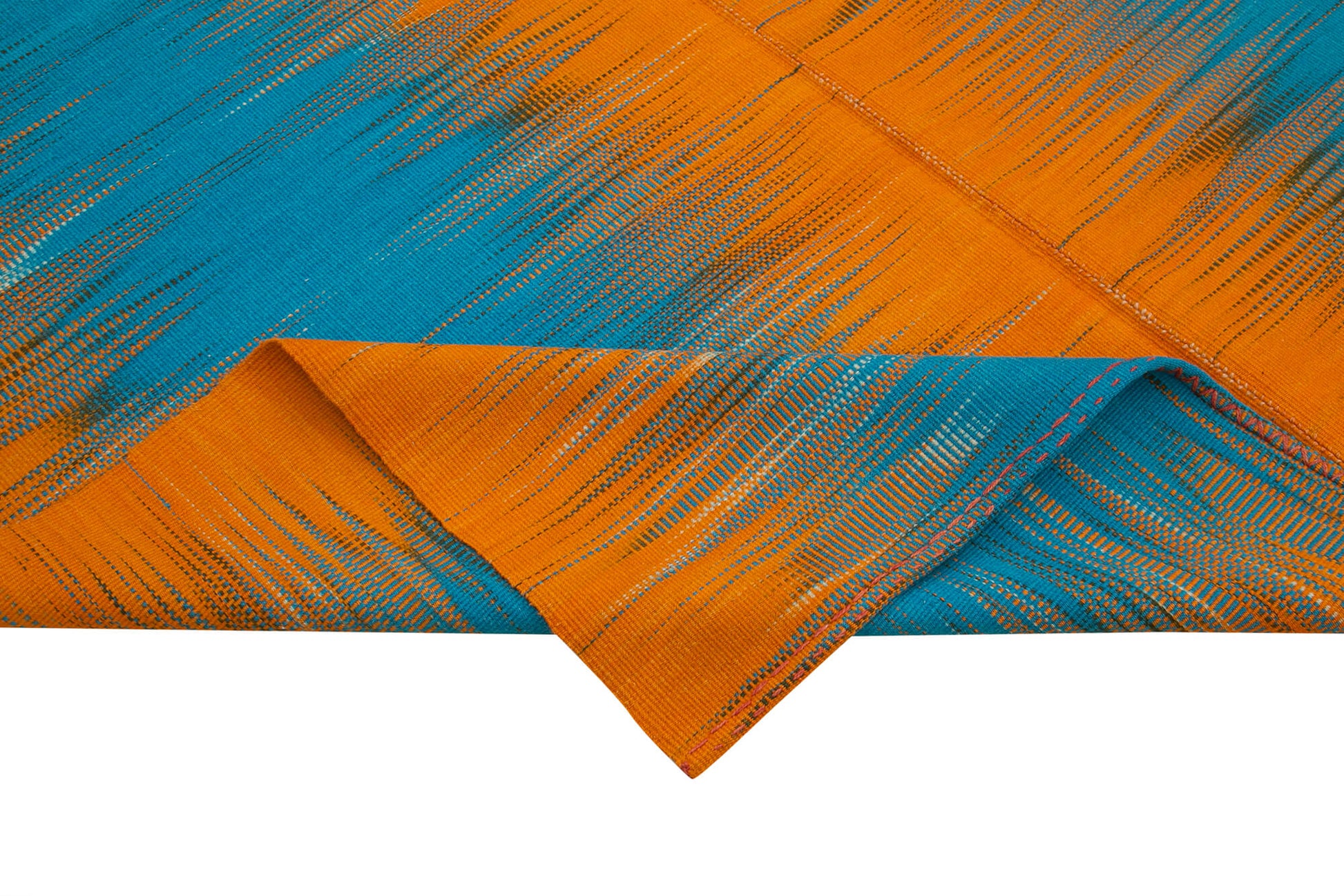 Degrade Kilim Turuncu Çizgili Pamuk Yün El Dokuma Halısı 203x287 Agacan