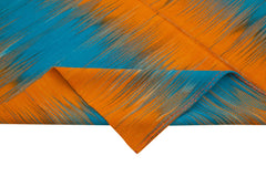 Degrade Kilim Turuncu Çizgili Pamuk Yün El Dokuma Halısı 203x287 Agacan