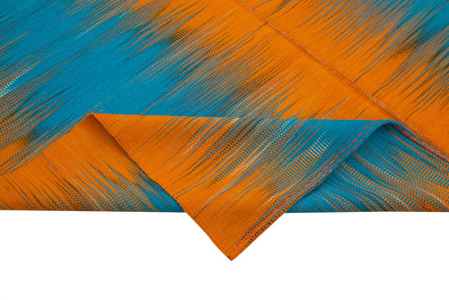 Degrade Kilim Turuncu Çizgili Pamuk Yün El Dokuma Halısı 203x287 Agacan
