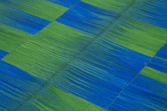 Degrade Kilim Mavi Çizgili Pamuk Yün El Dokuma Halısı 211x254 Agacan