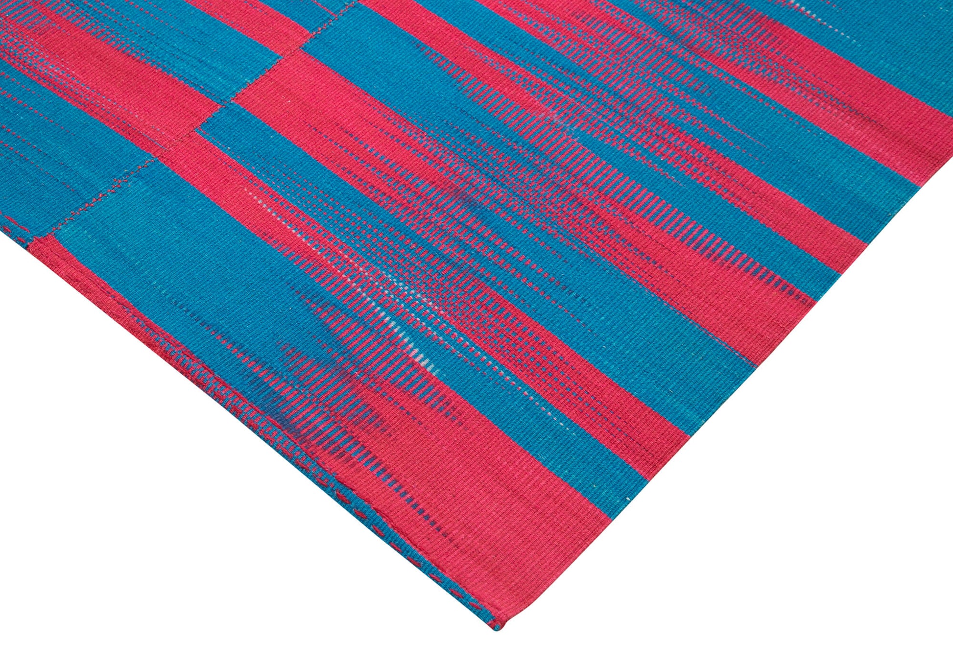 Degrade Kilim Beyaz Çizgili Pamuk Yün El Dokuma Halısı 204x280 Agacan