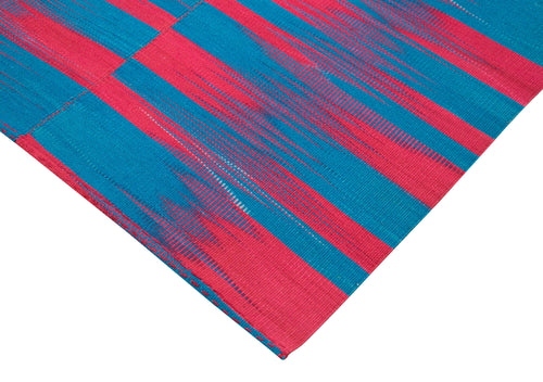 Degrade Kilim Beyaz Çizgili Pamuk Yün El Dokuma Halısı 204x280 Agacan