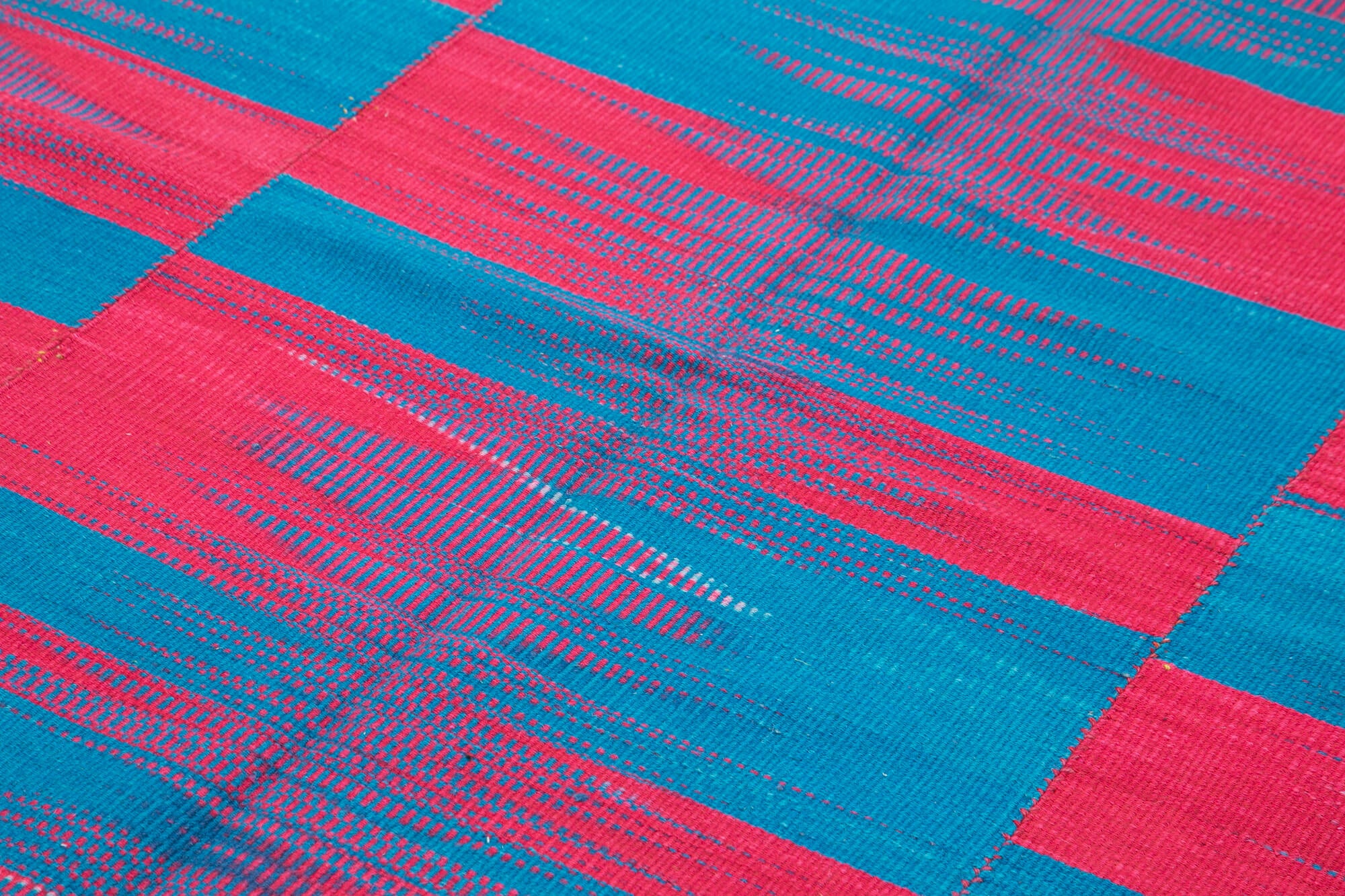 Degrade Kilim Beyaz Çizgili Pamuk Yün El Dokuma Halısı 204x280 Agacan