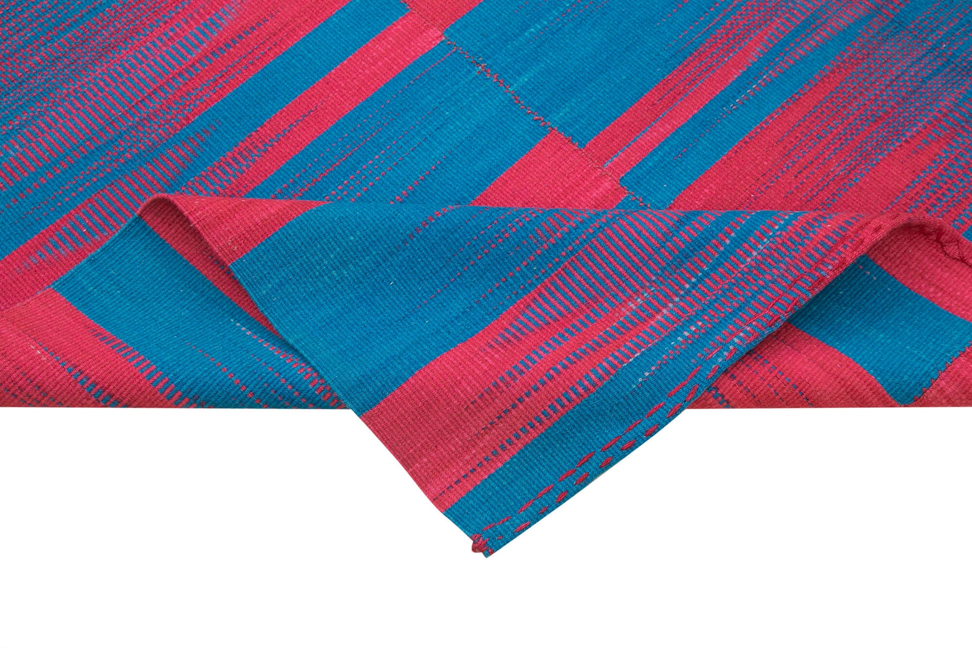 Degrade Kilim Beyaz Çizgili Pamuk Yün El Dokuma Halısı 204x280 Agacan