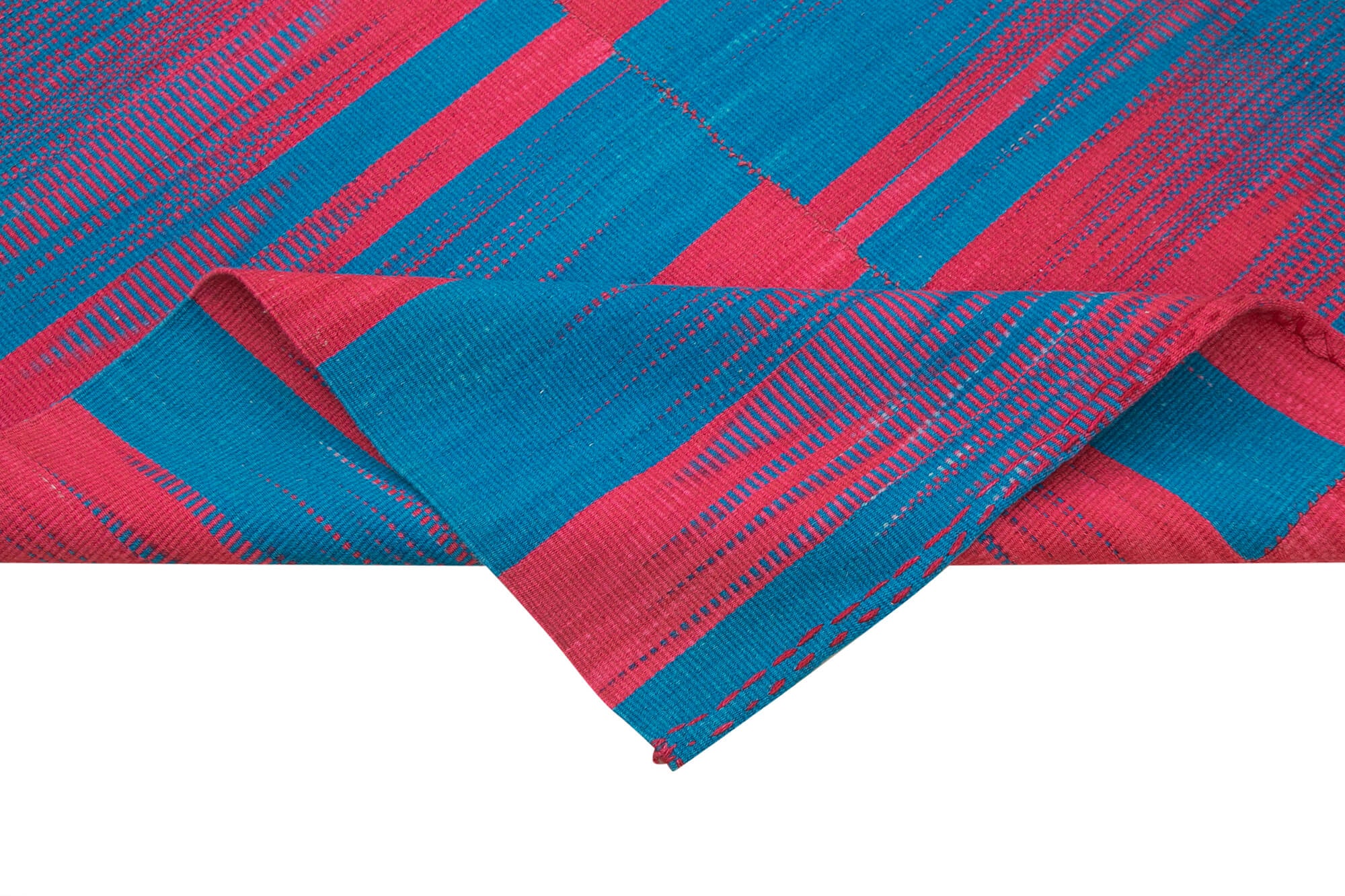 Degrade Kilim Beyaz Çizgili Pamuk Yün El Dokuma Halısı 204x280 Agacan