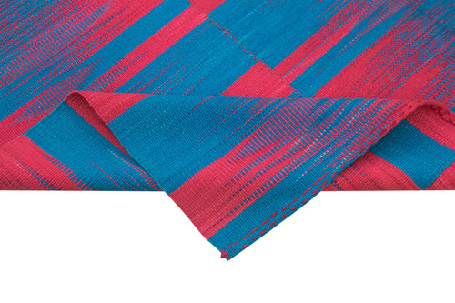 Degrade Kilim Beyaz Çizgili Pamuk Yün El Dokuma Halısı 204x280 Agacan