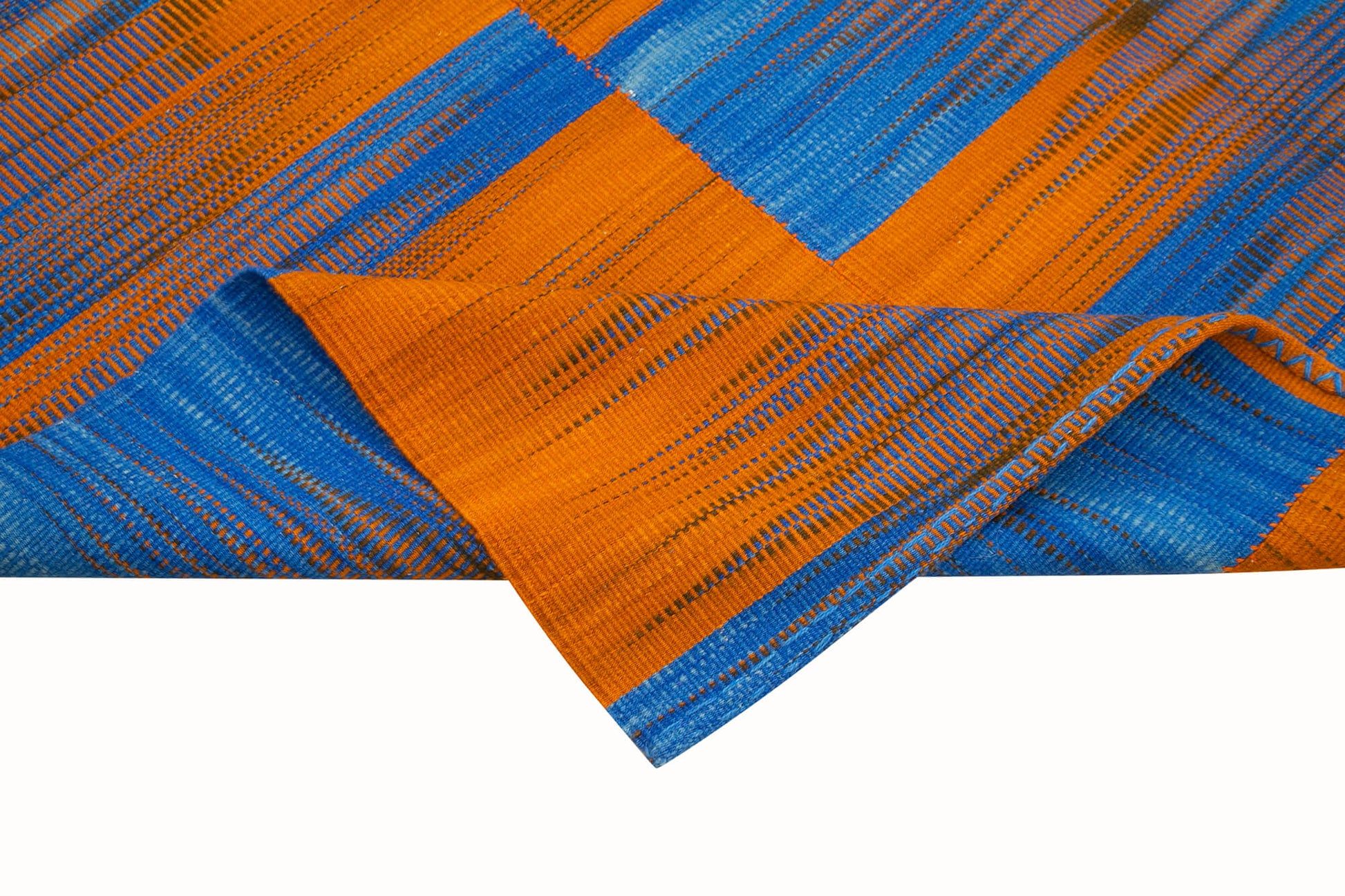 Degrade Kilim Turuncu Çizgili Pamuk Yün El Dokuma Halısı 206x278 Agacan