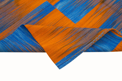 Degrade Kilim Turuncu Çizgili Pamuk Yün El Dokuma Halısı 206x278 Agacan