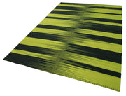 Degrade Kilim Yeşil Çizgili Pamuk Yün El Dokuma Halısı 180x264 Agacan