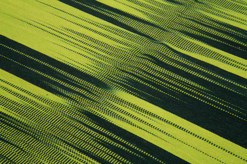 Degrade Kilim Yeşil Çizgili Pamuk Yün El Dokuma Halısı 180x264 Agacan