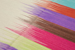 Degrade Kilim Beyaz Çizgili Pamuk Yün El Dokuma Halısı 180x262 Agacan