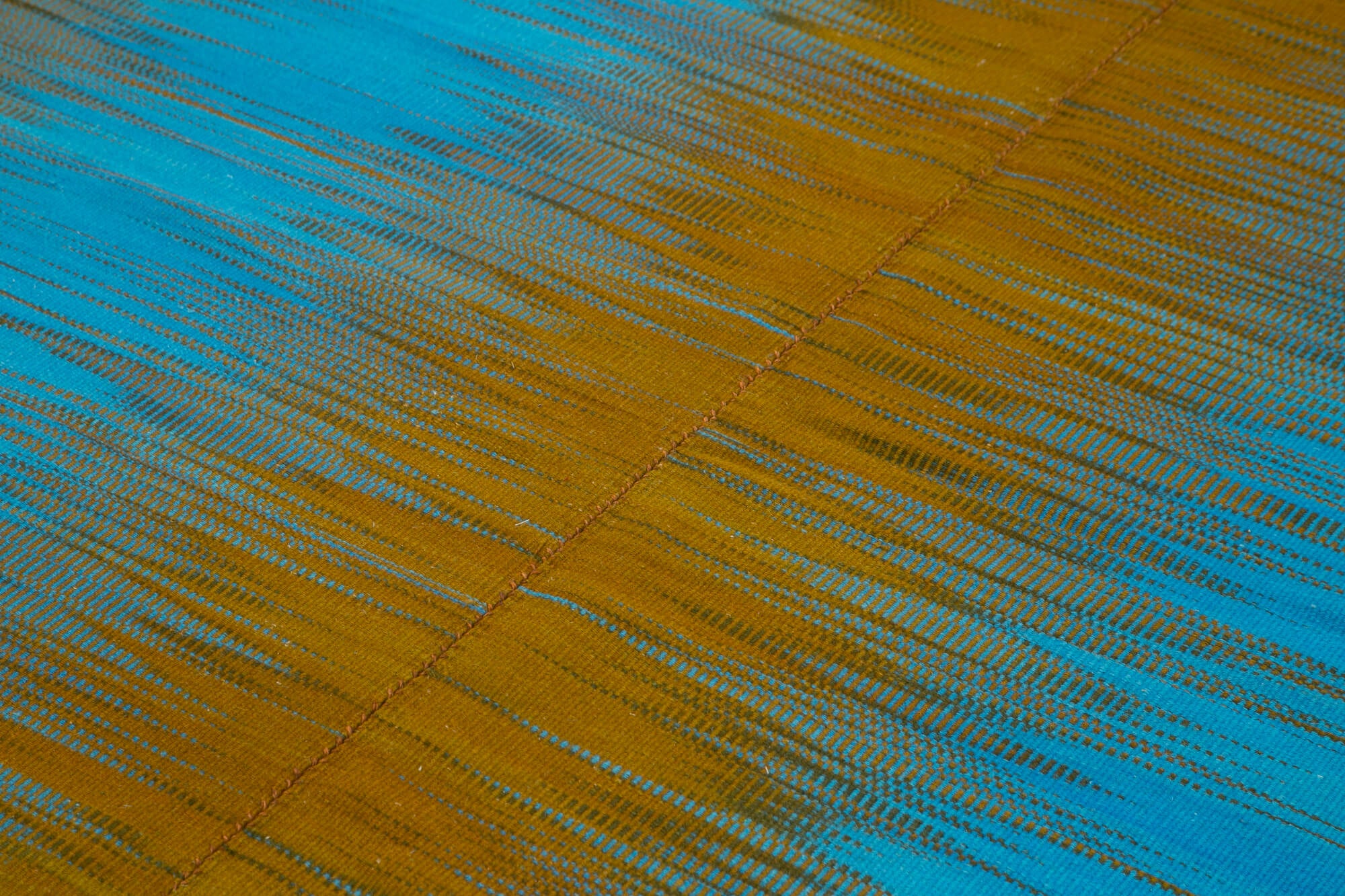 Degrade Kilim Kahverengi Çizgili Pamuk Yün El Dokuma Halısı 206x290 Agacan