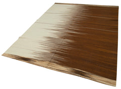 Degrade Kilim Kahverengi Çizgili Pamuk Yün El Dokuma Halısı 181x250 Agacan