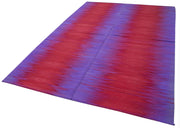 Degrade Kilim Mor Çizgili Pamuk Yün El Dokuma Halısı 201x287 Agacan