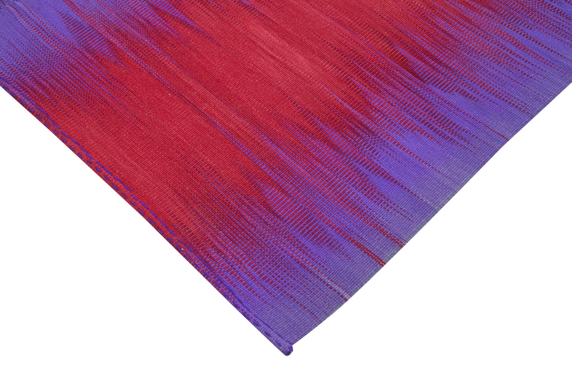 Degrade Kilim Mor Çizgili Pamuk Yün El Dokuma Halısı 201x287 Agacan