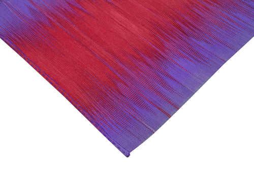 Degrade Kilim Mor Çizgili Pamuk Yün El Dokuma Halısı 201x287 Agacan