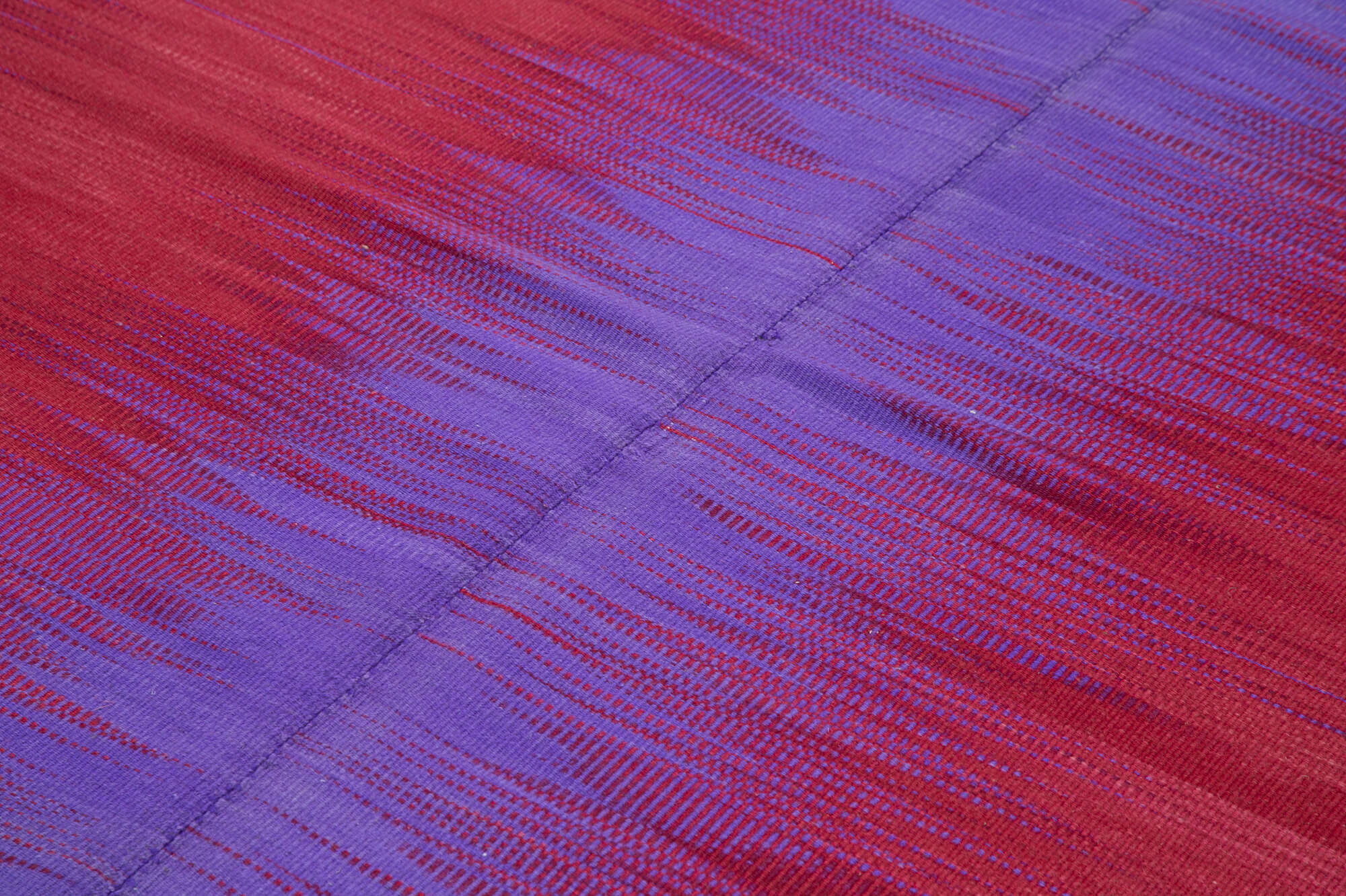 Degrade Kilim Mor Çizgili Pamuk Yün El Dokuma Halısı 201x287 Agacan