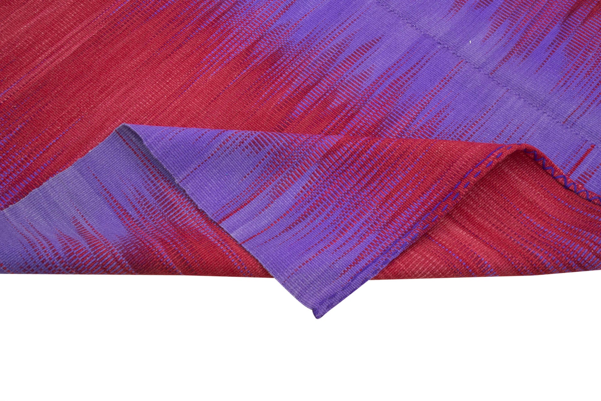 Degrade Kilim Mor Çizgili Pamuk Yün El Dokuma Halısı 201x287 Agacan