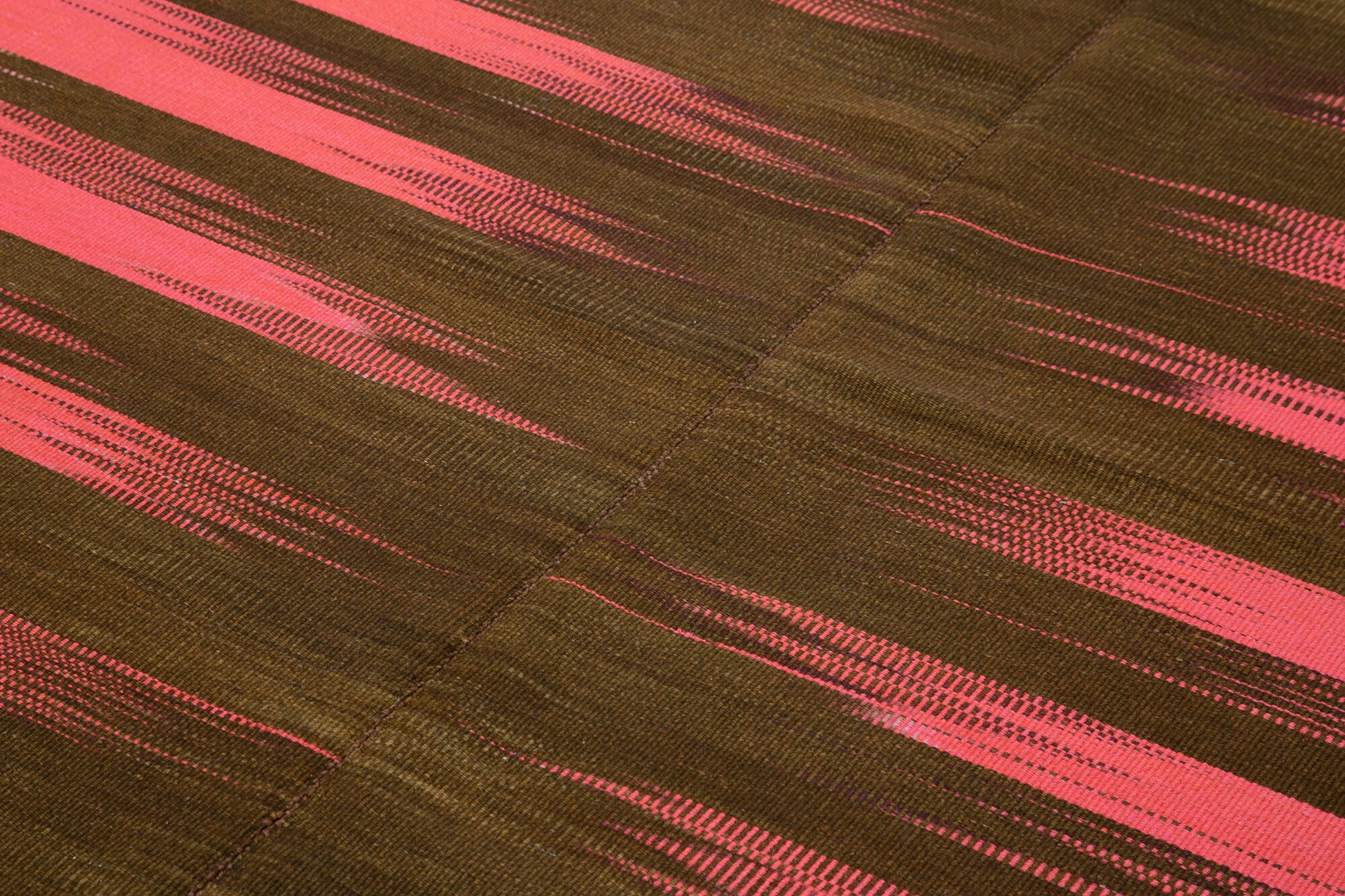 Degrade Kilim Pembe Çizgili Pamuk Yün El Dokuma Halısı 199x283 Agacan