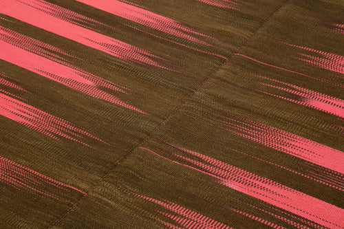 Degrade Kilim Pembe Çizgili Pamuk Yün El Dokuma Halısı 199x283 Agacan