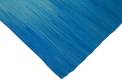 Degrade Kilim Mavi Çizgili Pamuk Yün El Dokuma Halısı 206x283 Agacan