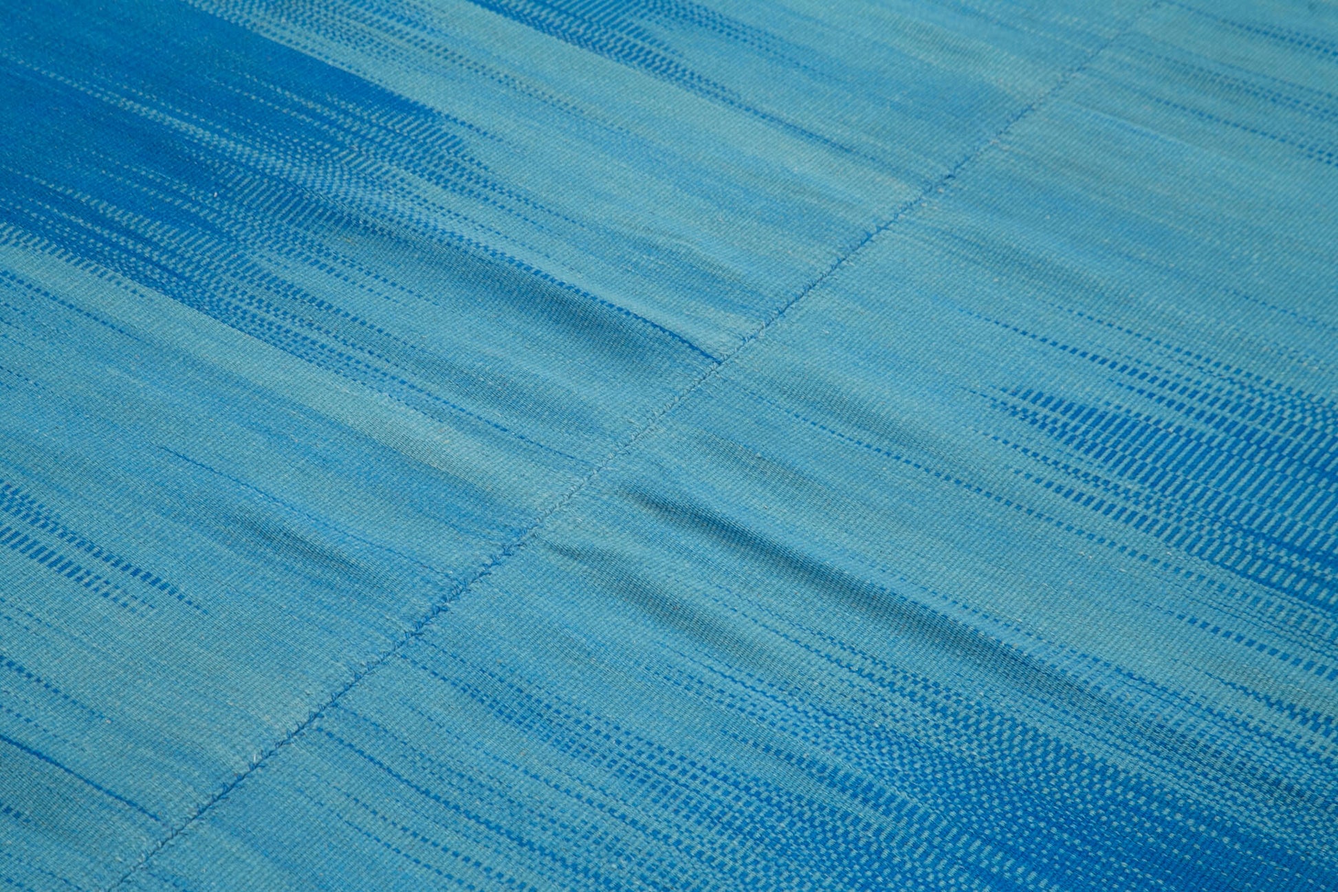 Degrade Kilim Mavi Çizgili Pamuk Yün El Dokuma Halısı 206x283 Agacan