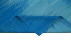 Degrade Kilim Mavi Çizgili Pamuk Yün El Dokuma Halısı 206x283 Agacan