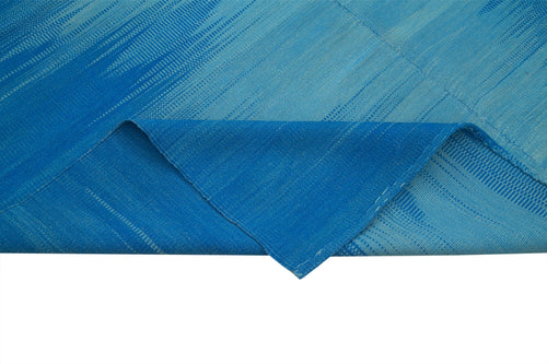 Degrade Kilim Mavi Çizgili Pamuk Yün El Dokuma Halısı 206x283 Agacan