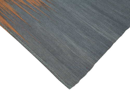 Degrade Kilim Turuncu Çizgili Pamuk Yün El Dokuma Halısı 179x265 Agacan