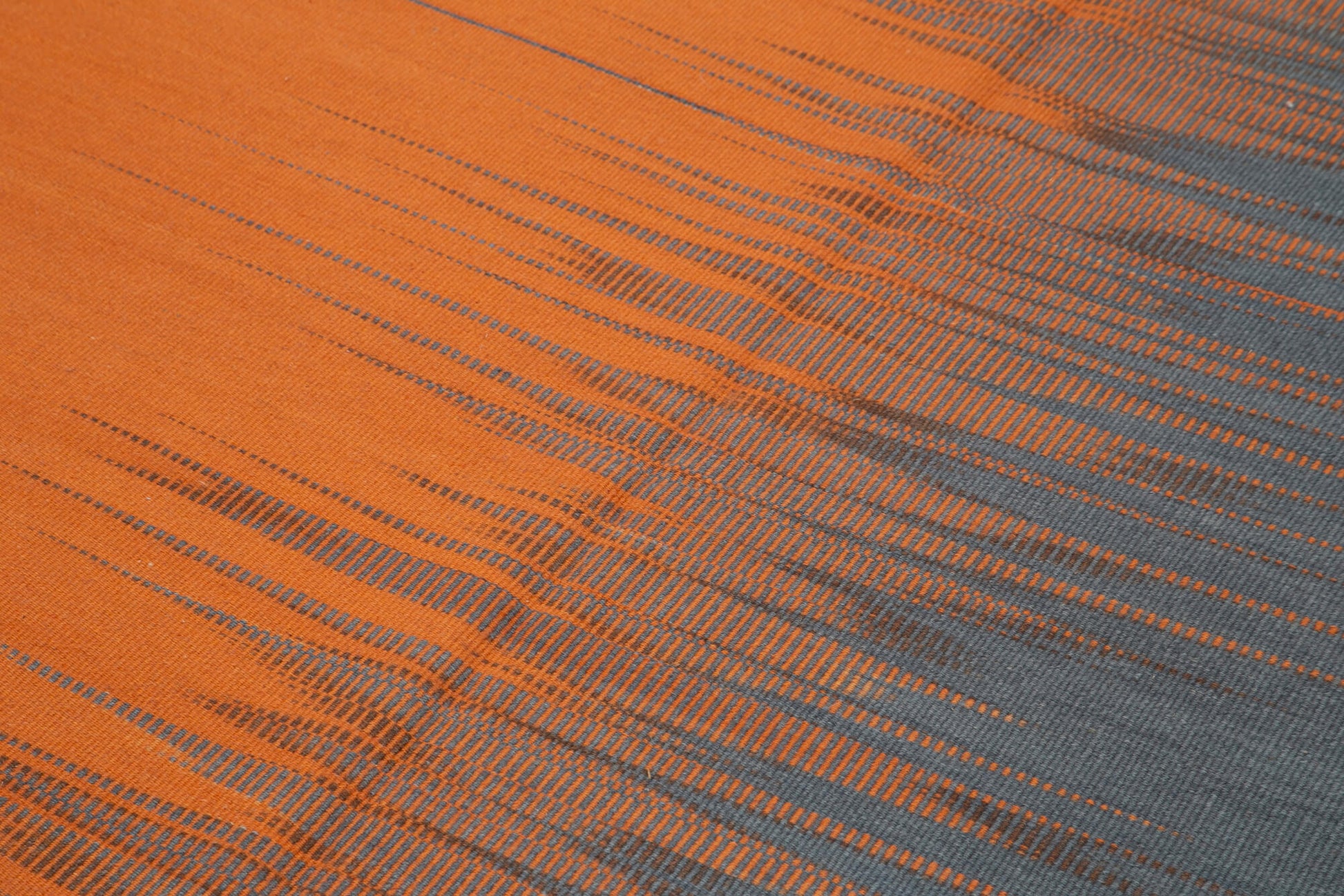 Degrade Kilim Turuncu Çizgili Pamuk Yün El Dokuma Halısı 179x265 Agacan